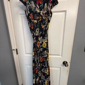 RESA Navy Blue Floral Lindsay Wrap Maxi Dress